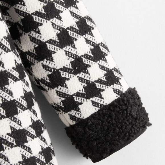 GIRLS Houndstooth Teddy lined Tweed Coat 😻🌈🤌💞 - Picture 4 of 10